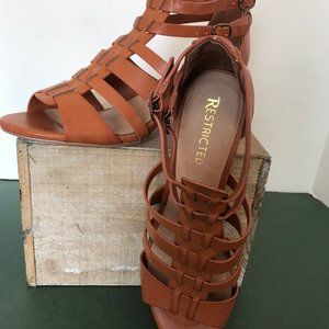 Restricted Caramel Leather Cage heels